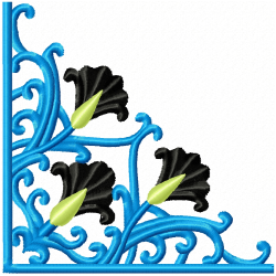 Floral Filigree Corners Embroidery Design 5